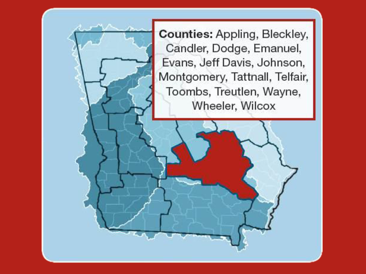 map highlighting Altamaha region